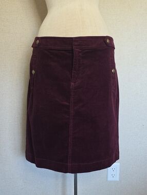Talbots Wine Corduroy Skirt with Button Details